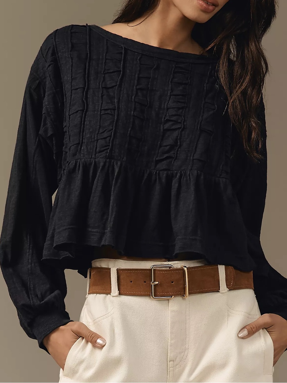 Anthropologie Pilcro Boho Chic Textured Babydoll Top